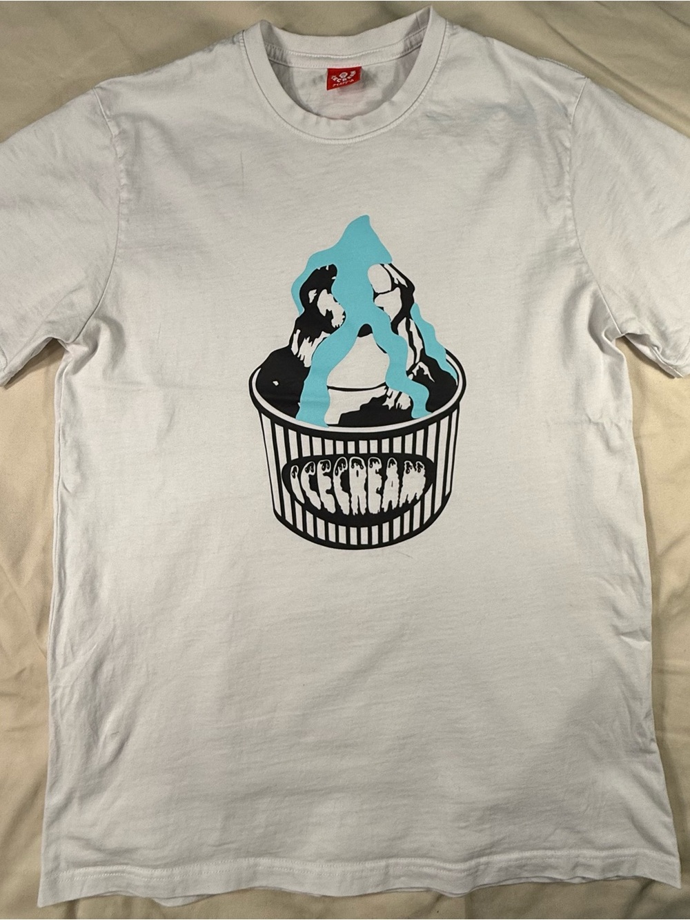 BBC Ice Cream Graphic Tee - White & Light Blue Shirt Size Medium